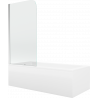 Mexen Cubik cadă dreptunghiulară 150 x 70 cm cu panouri si paravan cu 1 aripă 70 cm, transparent, Crom - 550315070X9007010100