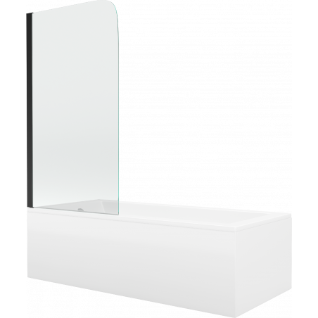 Mexen Cubik téglalap alakú kád 150 x 70 cm burkolattal és 1-szárnyú paravánnal 70 cm, átlátszó, fekete - 550315070X9007017000