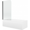 Mexen Cubik téglalap alakú kád 150 x 70 cm burkolattal és 1-szárnyú paravánnal 70 cm, átlátszó, fekete - 550315070X9007017000