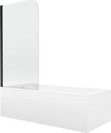 Mexen Cubik cadă dreptunghiulară 150 x 70 cm cu panouri si paravan cu 1 aripă 70 cm, transparent, Neagră - 550315070X9007017000