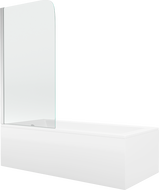 Mexen Cubik cadă dreptunghiulară 150 x 70 cm cu panouri si paravan cu 1 aripă 80 cm, transparent, Crom - 550315070X9008010100