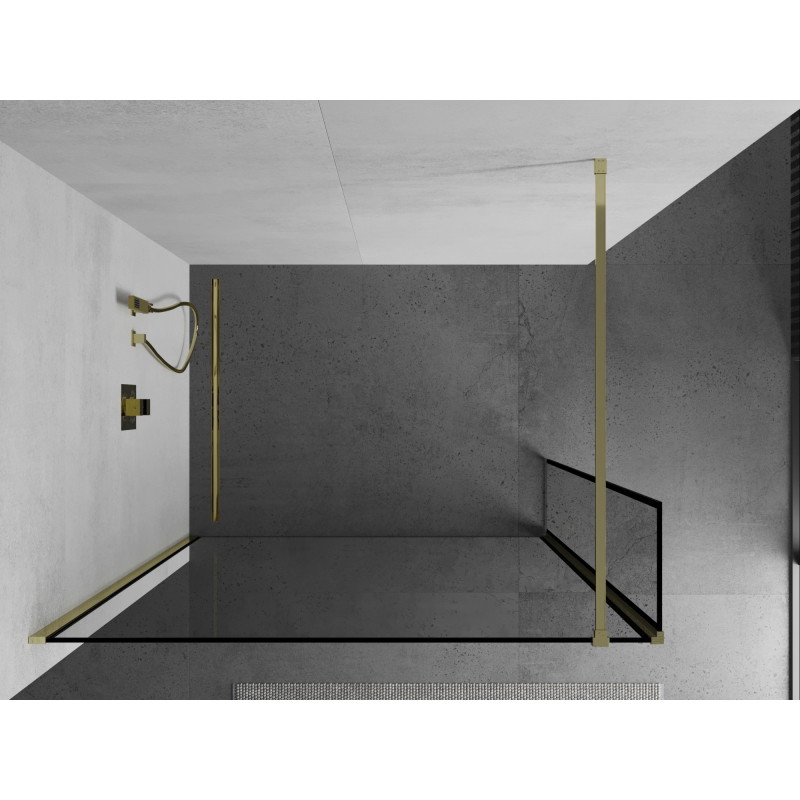 Mexen Kioto Walk-in zuhanyfal 160 x 40 cm, fekete keret, arany - 800-160-212-50-70-040