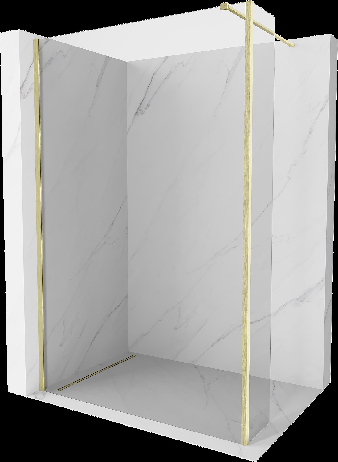 Mexen Kioto perete duș Walk-in 100 x 30 cm, transparent, aur periat - 800-100-212-55-00-030