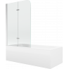 Mexen Cubik téglalap alakú kád 150 x 70 cm burkolattal és 2-szárnyas paravánnal 80 cm, átlátszó, króm - 550315070X9008020100