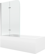 Mexen Cubik cadă dreptunghiulară 150 x 70 cm cu panouri si paravan cu 2 aripi 80 cm, transparent, Crom - 550315070X9008020100