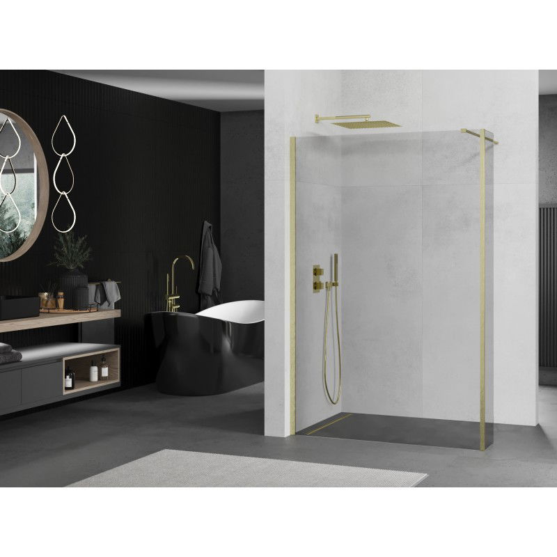 Mexen Kioto perete de duș Walk-in 120 x 40 cm, transparent, auriu periat - 800-120-212-55-00-040