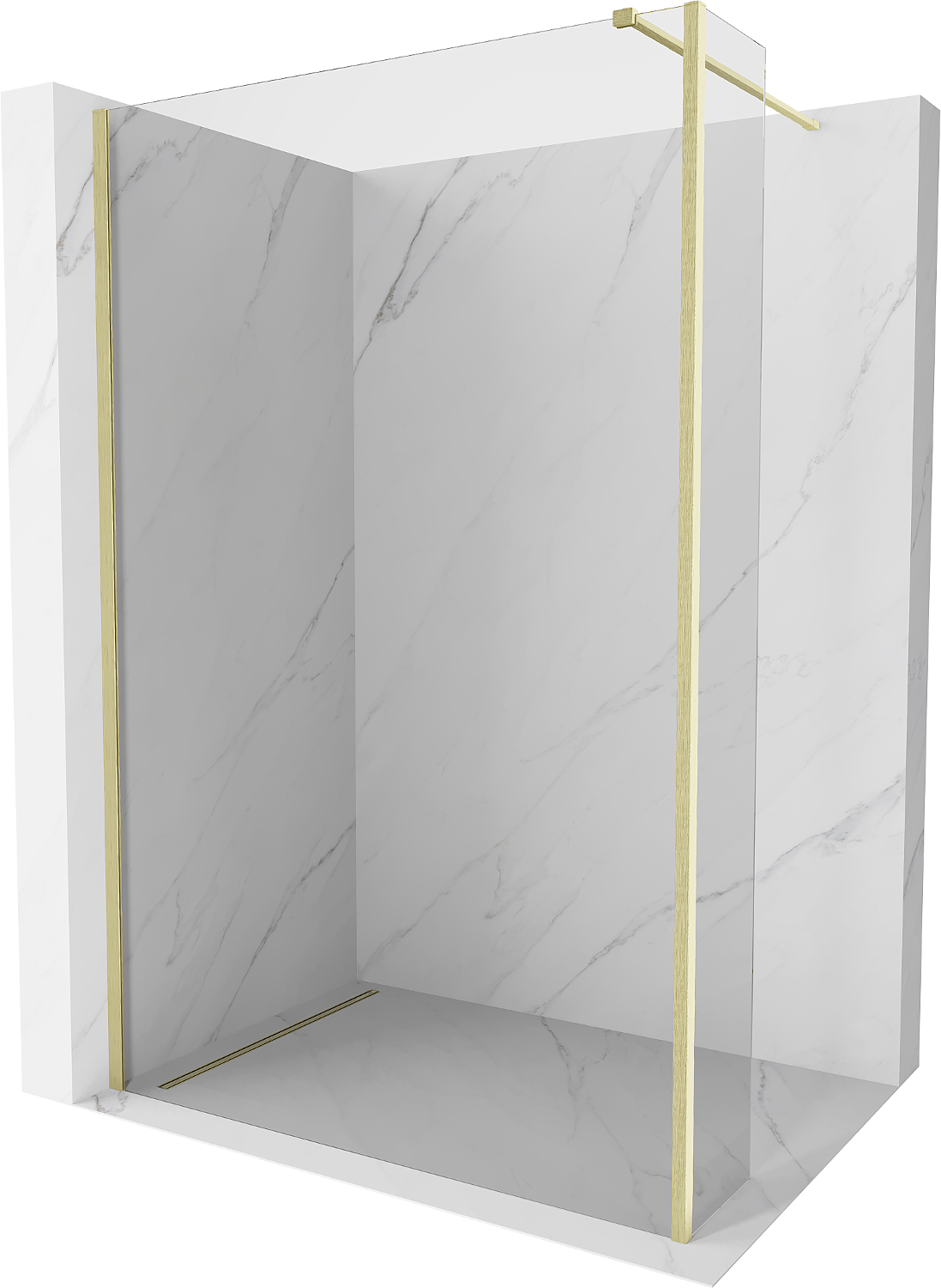 Mexen Kioto perete duș Walk-in 130 x 40 cm, transparent, aur mat - 800-130-212-55-00-040