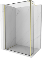 Mexen Kioto zuhanyfal Walk-in 90 x 30 cm, fekete keret, arany kefélt - 800-090-212-55-70-030