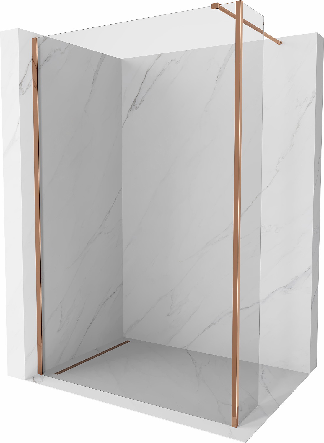 Mexen Kioto perete de duș Walk-in 90 x 30 cm, transparent, aur roz - 800-090-212-60-00-030