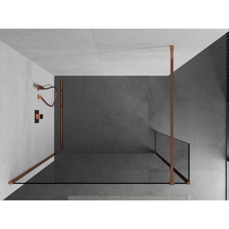 Mexen Kioto zuhanyfal Walk-in 140 x 30 cm, átlátszó, rózsaarany - 800-140-212-60-00-030