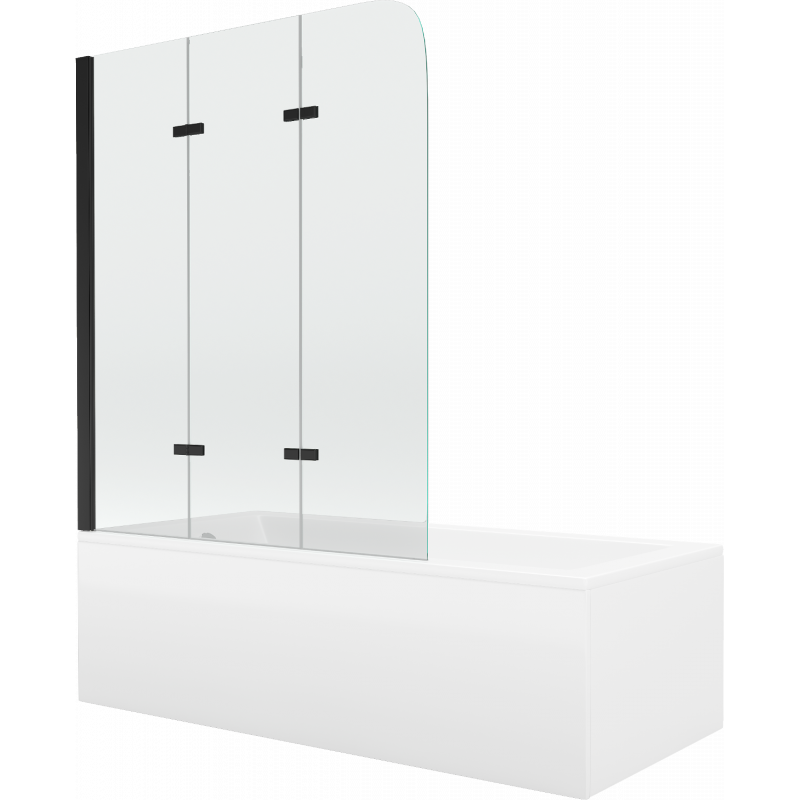 Mexen Cubik téglalap alakú kád 150 x 70 cm burkolattal és 3-szárnyas 120 cm-es paravánnal, átlátszó, fekete - 550315070X9012037?