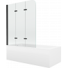 Mexen Cubik téglalap alakú kád 150 x 70 cm burkolattal és 3-szárnyas 120 cm-es paravánnal, átlátszó, fekete - 550315070X9012037?