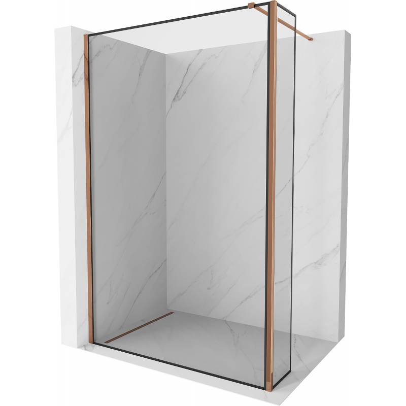 Mexen Kioto perete de duș Walk-in 140 x 40 cm, cadru negru, aur roz - 800-140-212-60-70-040