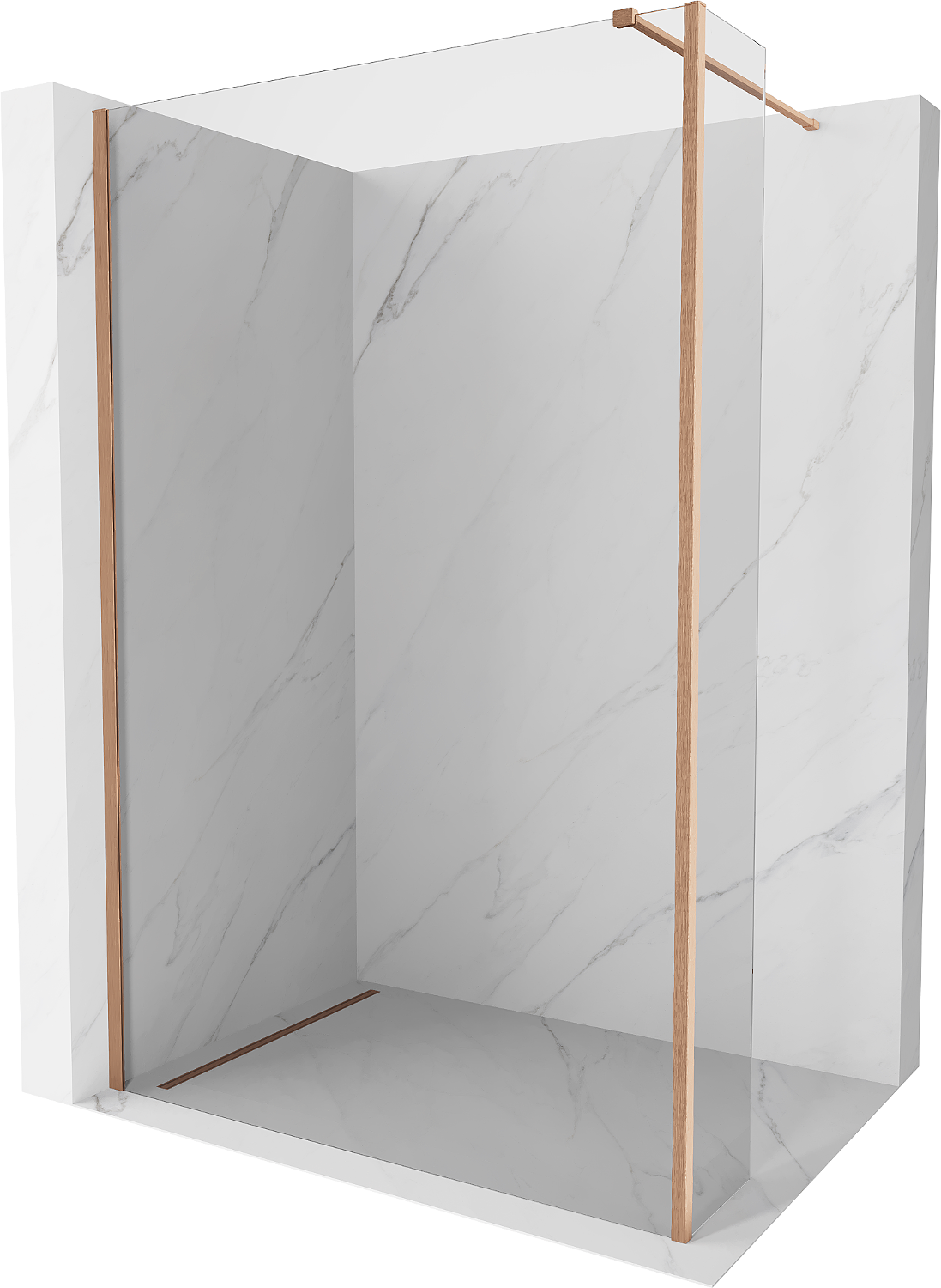 Mexen Kioto perete duş Walk-in 100 x 30 cm, transparent, cupru periat - 800-100-212-65-00-030