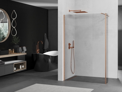 Mexen Kioto perete duş Walk-in 100 x 30 cm, transparent, cupru periat - 800-100-212-65-00-030