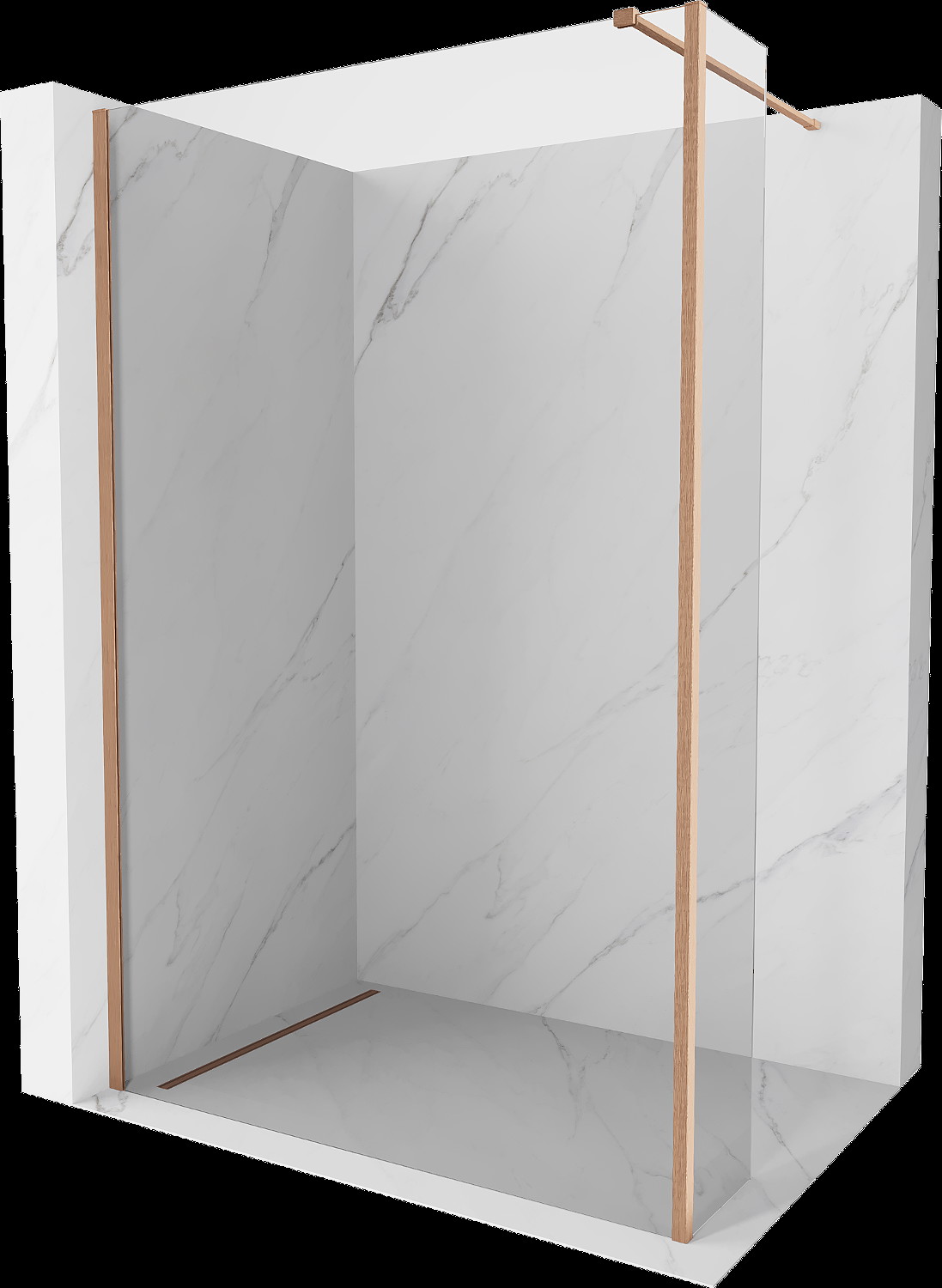 Mexen Kioto perete de duș Walk-in 150 x 30 cm, transparent, cupru lustruit - 800-150-212-65-00-030