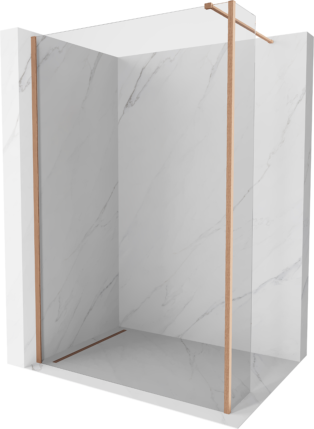 Mexen Kioto perete de duş Walk-in 155 x 30 cm, transparent, cupru periat - 800-155-212-65-00-030