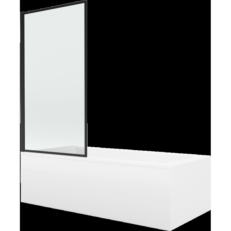 Mexen Cubik cadă dreptunghiulară 150 x 70 cm cu panouri si paravan cu 1 aripă 70 cm, Model negru - 550315070X9307017070