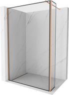 Mexen Kioto zuhanyfal Walk-in 100 x 30 cm, fekete keret, kefe réz - 800-100-212-65-70-030
