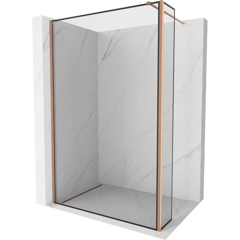 Mexen Kioto walk-in zuhanyfal 160 x 30 cm, fekete minta, matt réz - 800-160-212-65-70-030