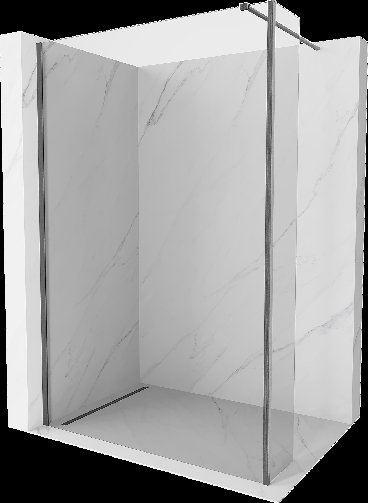 Mexen Kioto perete walk-in 110 x 30 cm, transparent, gri metalizat periat - 800-110-212-66-00-030