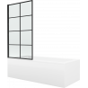 Mexen Cubik cadă dreptunghiulară 150 x 70 cm cu carcasa și paravan cu 1 panou de 80 cm, model negru fix - 550315070X9308007077