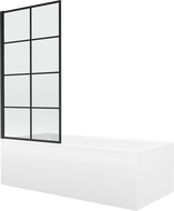 Mexen Cubik cadă dreptunghiulară 150 x 70 cm cu mască și paravan cu 1 panou de 80 cm, model negru fix - 550315070X9308007077