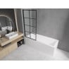 Mexen Cubik cadă dreptunghiulară 150 x 70 cm cu carcasa și paravan cu 1 panou de 80 cm, model negru fix - 550315070X9308007077