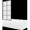 Mexen Cubik cadă dreptunghiulară 150 x 70 cm cu panouri si paravan cu 1 aripă 80 cm, Model negru - 550315070X9308017077