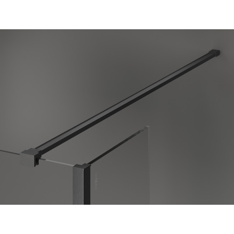 Mexen Kioto perete de duș Walk-in 160 x 30 cm, cadru negru, gri oțel periat - 800-160-212-66-70-030