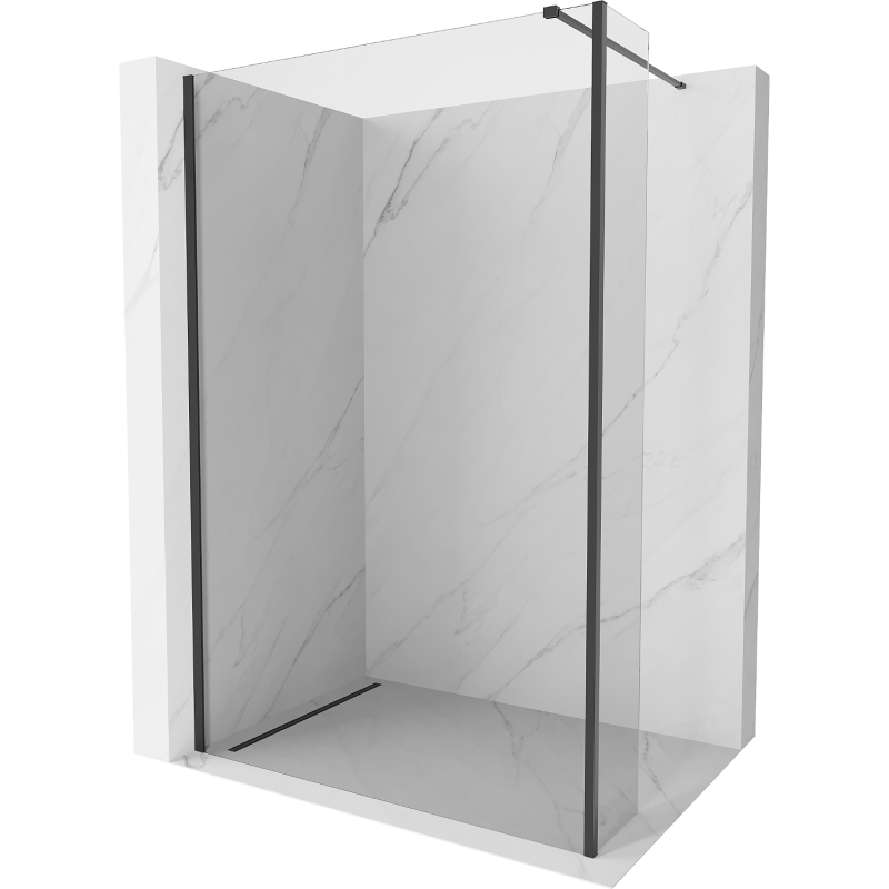 Mexen Kioto perete dus Walk-in 90 x 30 cm, transparent, negru - 800-090-212-70-00-030