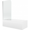 Mexen Cubik 160 x 70 cm téglalap alakú kád burkolattal és 1 szárnyú, 80 cm-es paravánnal, átlátszó, króm - 550316070X9008010100