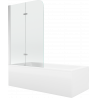 Mexen Cubik cadă dreptunghiulară 160 x 70 cm cu carcasă și paravan cu 2 uși de 80 cm, transparent, crom