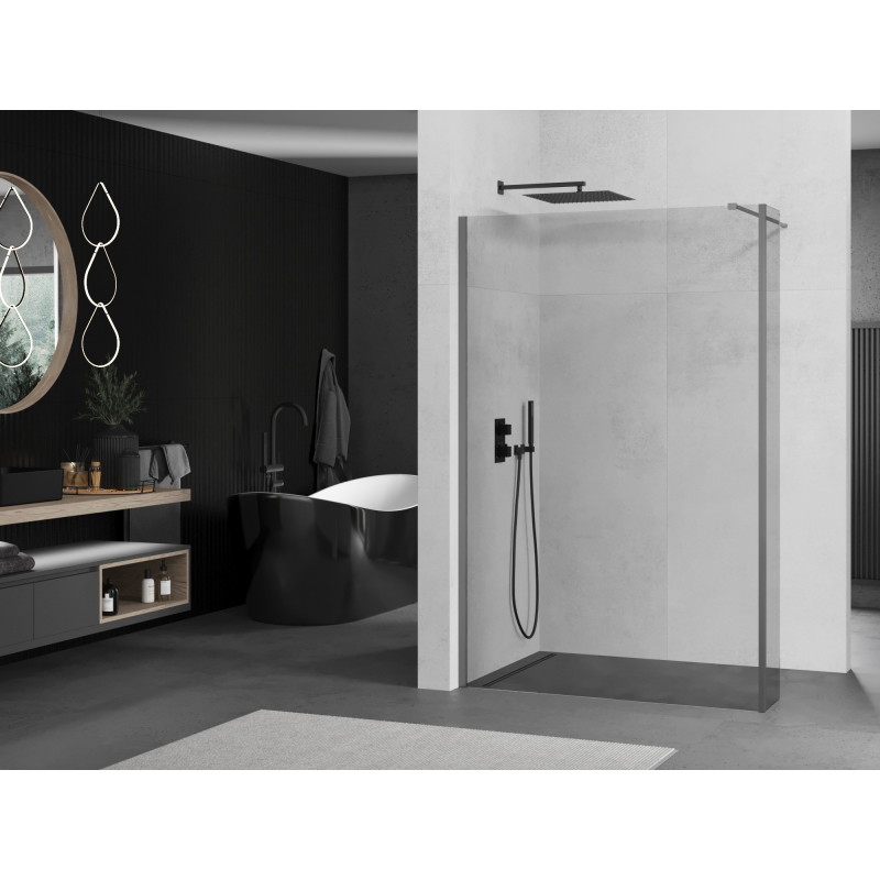 Mexen Kioto Walk-in zuhanyfal 130 x 40 cm, átlátszó, gun metal - 800-130-212-95-00-040