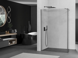 Mexen Kioto Walk-in zuhanyfal 130 x 40 cm, átlátszó, gun metal - 800-130-212-95-00-040