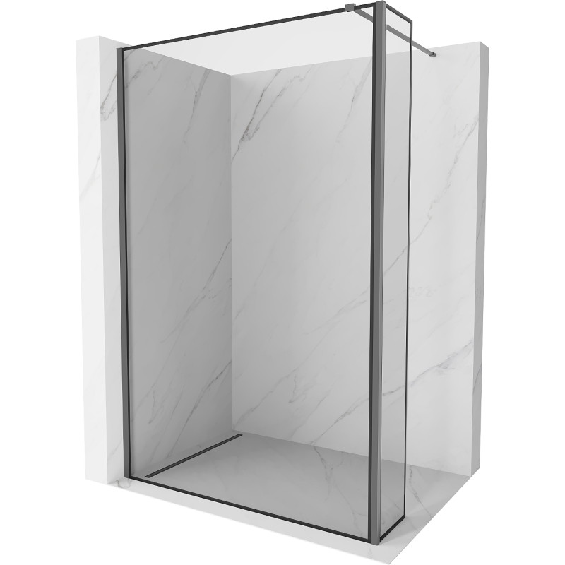 Mexen Kioto perete de duș Walk-in 120 x 30 cm, cadru negru, metal pistol - 800-120-212-95-70-030