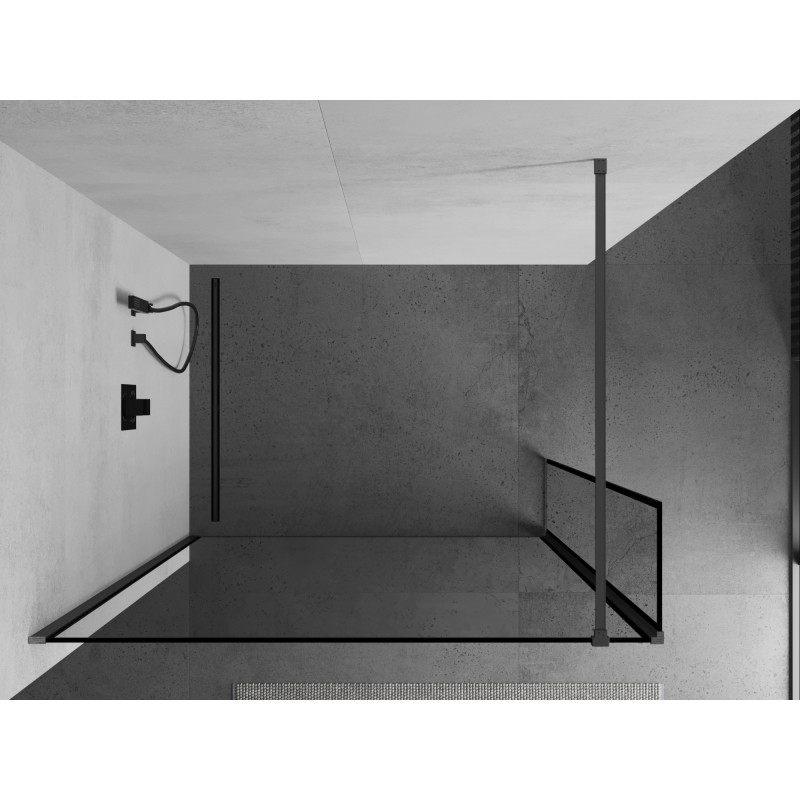 Mexen Kioto perete de duș Walk-in 120 x 30 cm, cadru negru, metal pistol - 800-120-212-95-70-030