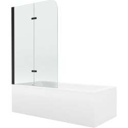 Mexen Cubik cadă dreptunghiulară 160 x 70 cm cu panouri si paravan cu 2 aripi 100 cm, transparent, Neagră - 550316070X9010027000