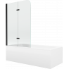Mexen Cubik téglalap alakú kád, 160 x 70 cm, burkolattal és 2-szárnyú paravánnal, 100 cm-es, átlátszó, fekete - 550316070X90100?