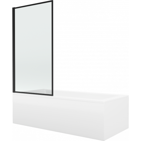 Mexen Cubik téglalap alakú kád 160 x 70 cm burkolattal és 1 szárnyú paravánnal 70 cm, fekete fix mintázat - 550316070X9307007070