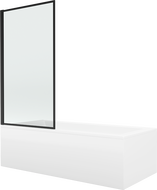 Mexen Cubik cadă dreptunghiulară 160 x 70 cm cu carcasă și paravan cu 1 aripă 70 cm, model negru - 550316070X9307017070