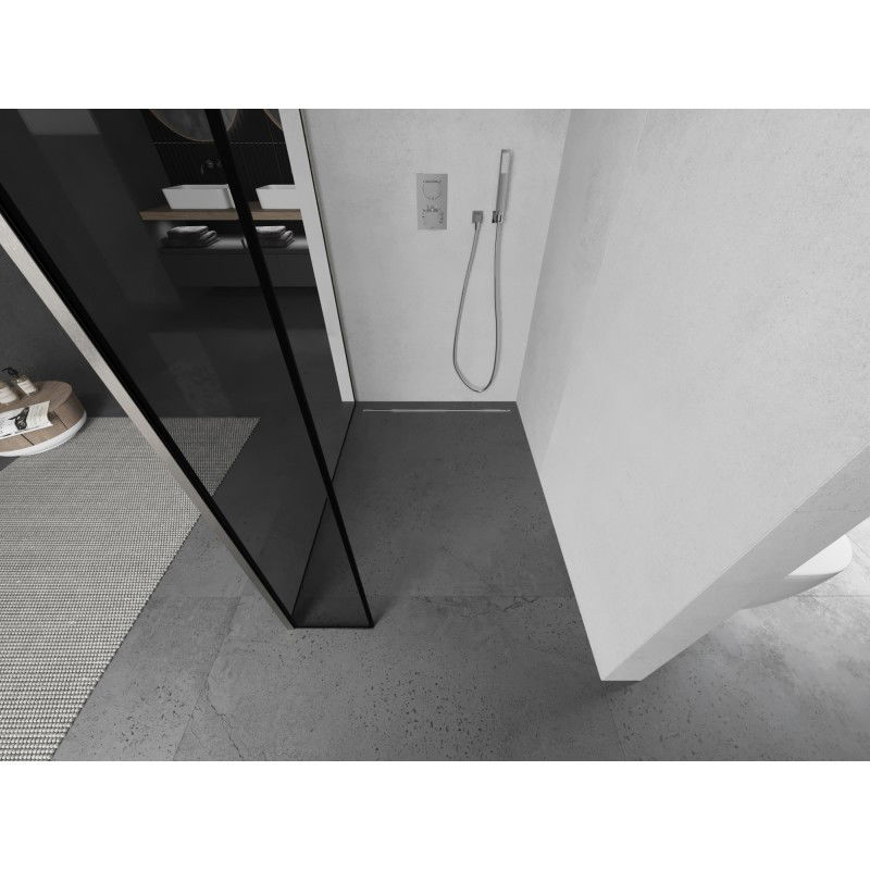 Mexen Kioto perete de duș Walk-in 120 x 30 cm, cadru negru, nichel periat - 800-120-212-97-70-030