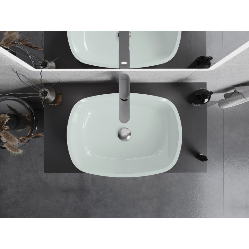 Mexen Araks chiuvetă de sticlă pe blat 54 x 39 cm, albă - 24155430