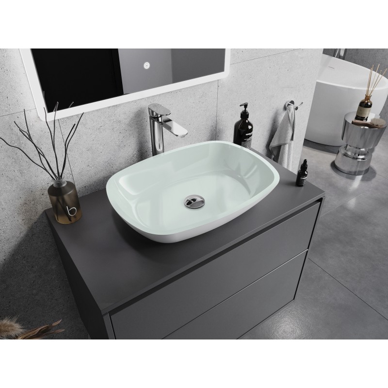 Mexen Araks Lavoar de sticlă montat pe blat 54 x 39 cm, alb - 24155430