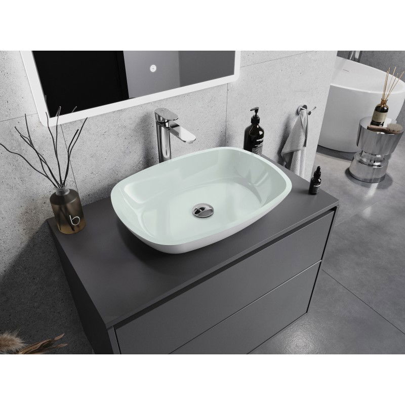 Mexen Araks lavoar din sticlă deasupra blatului 54 x 39 cm, alb - 24155430