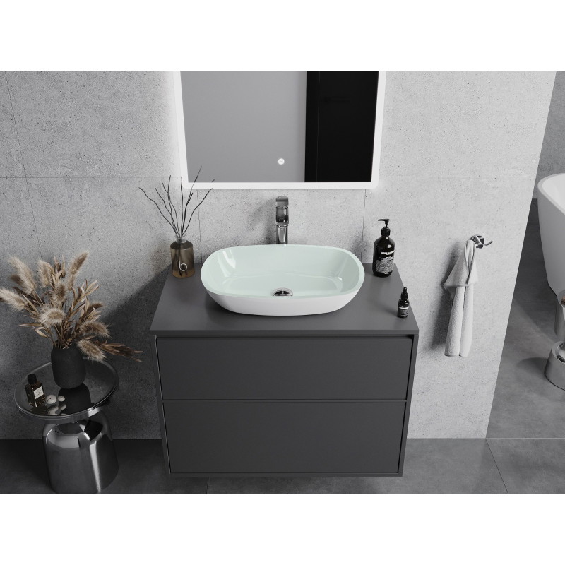 Mexen Araks chiuvetă de sticlă pe blat 54 x 39 cm, albă - 24155430