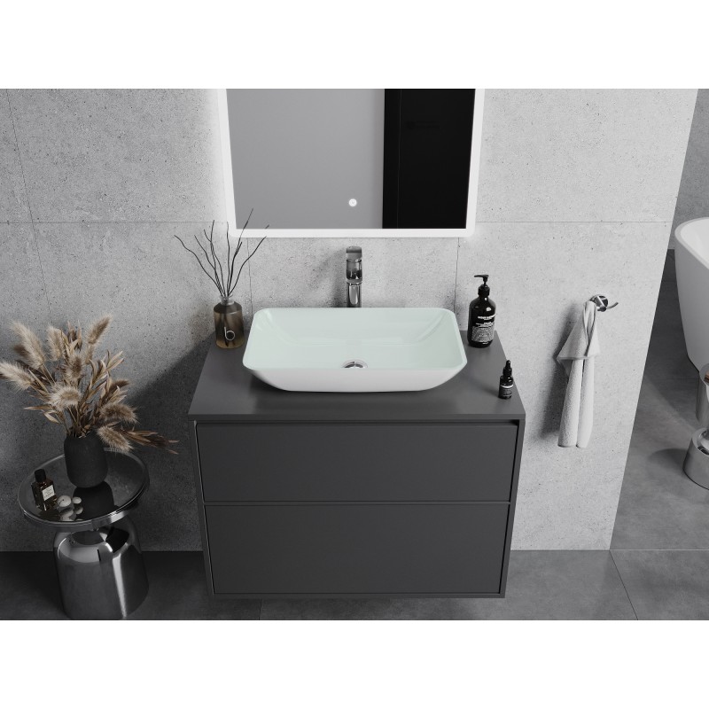 Mexen Megan lavoar de sticlă montat pe blat 56 x 36 cm, alb - 24135630
