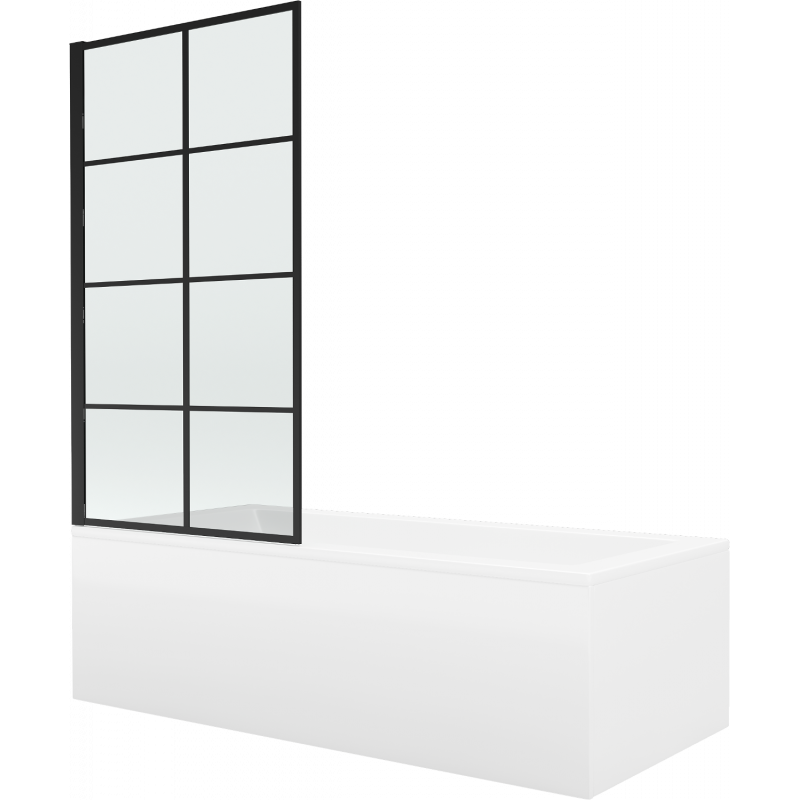 Mexen Cubik téglalap alakú kád 160 x 70 cm burkolattal és 1-szárnyú paravánnal 80 cm, fekete mintás fix - 550316070X9308007077