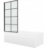 Mexen Cubik téglalap alakú kád 160 x 70 cm burkolattal és 1-szárnyas 80 cm-es paravánnal, fekete minta fix