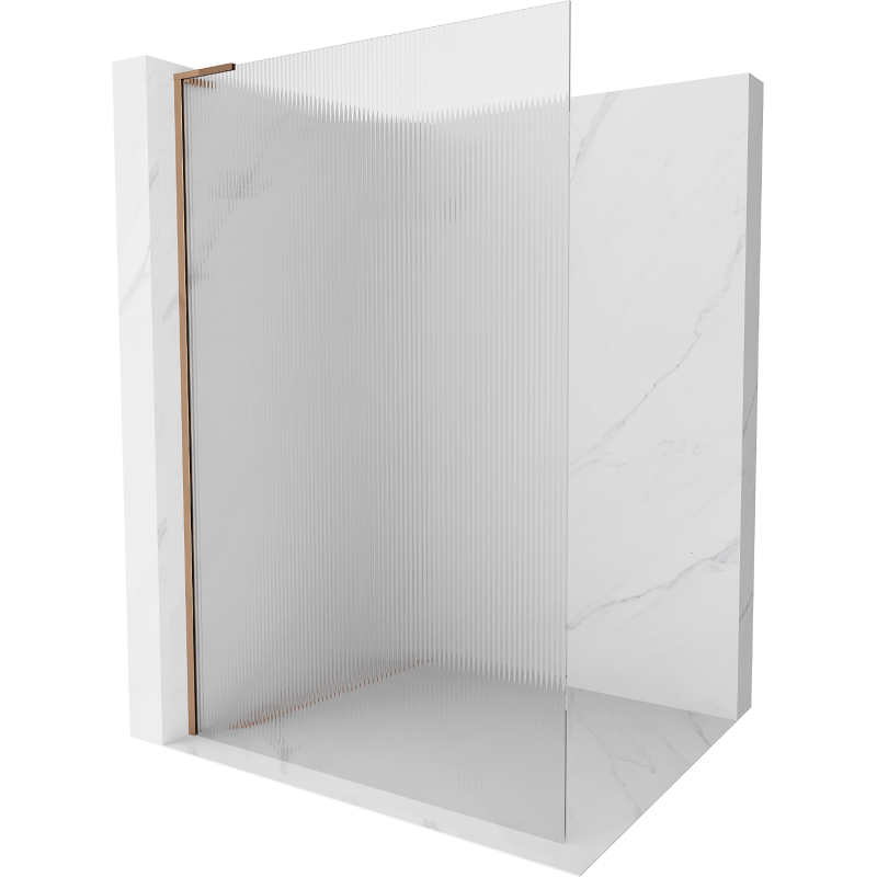Mexen Kioto L perete de duș Walk-in 90 x 200 cm, dungi, aur roz - 800-090-103-60-09